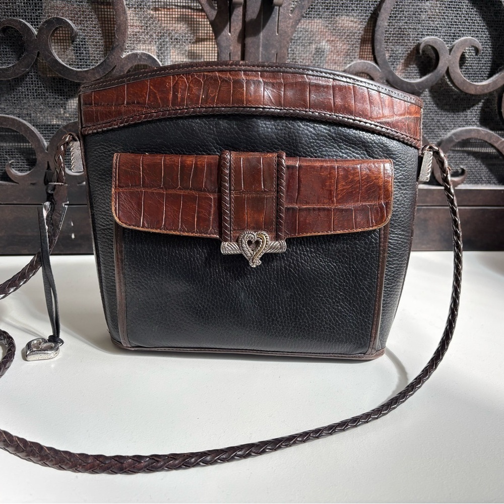 BRIGHTON Leather Crossbody Shoulder Bag w Built in Wallet